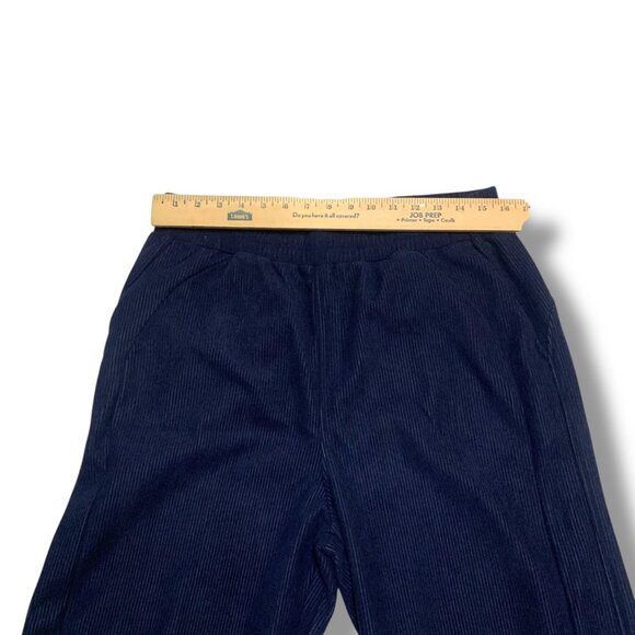 Halara Women’s Pants Blue Corduroy Sz L- Tall Elastic Waist Wide Legs Comfort Lo - Picture 3 of 11